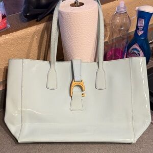 Dooney & Bourke Mint Green Tote with Gold Buckle